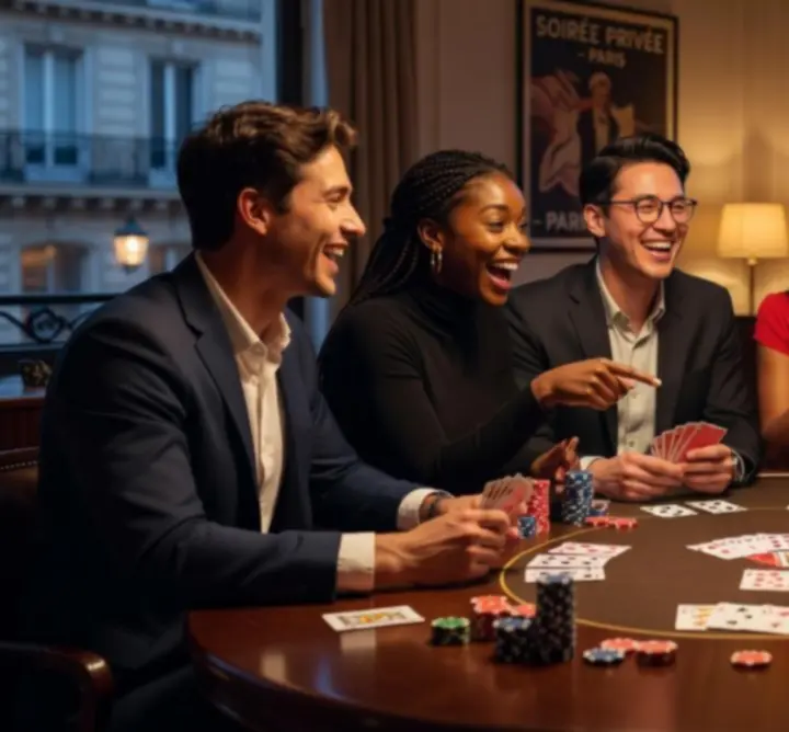 Groupe d'amis participant à une soirée poker animée