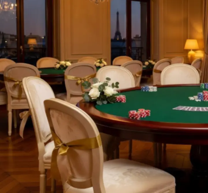 Table de poker en ambiance événementielle avec des joueurs concentrés